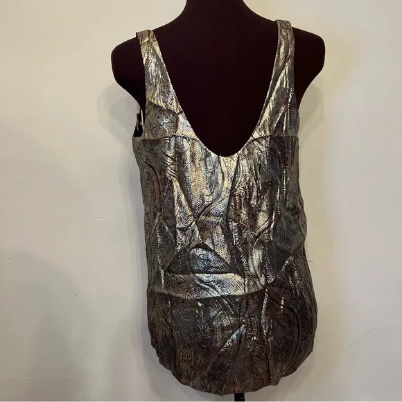 J. Crew Cate Cami Gold Top Tank Metallic paisley, NWT, Size 2 - Picture 4 of 9